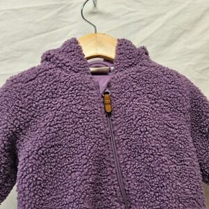 Minymo Sherpa Fleece Bunting Infant 3M Purple Hooded Zipper Pram‎ Suit 111578